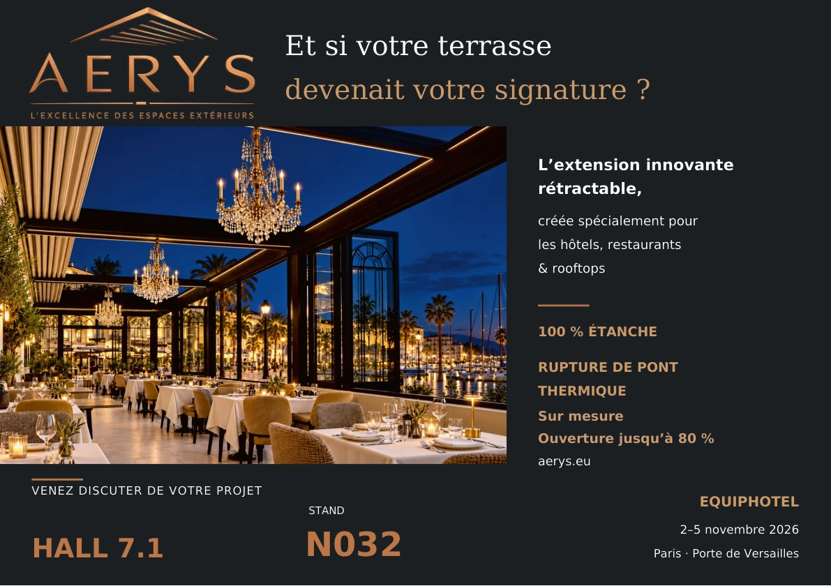 Flyer AERYS ÉquipHotel 2026 — Hall 7.1, stand N032